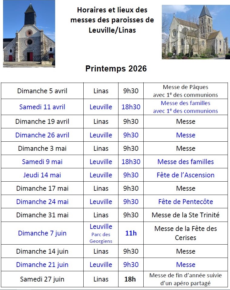 Horaires Printemps 2026