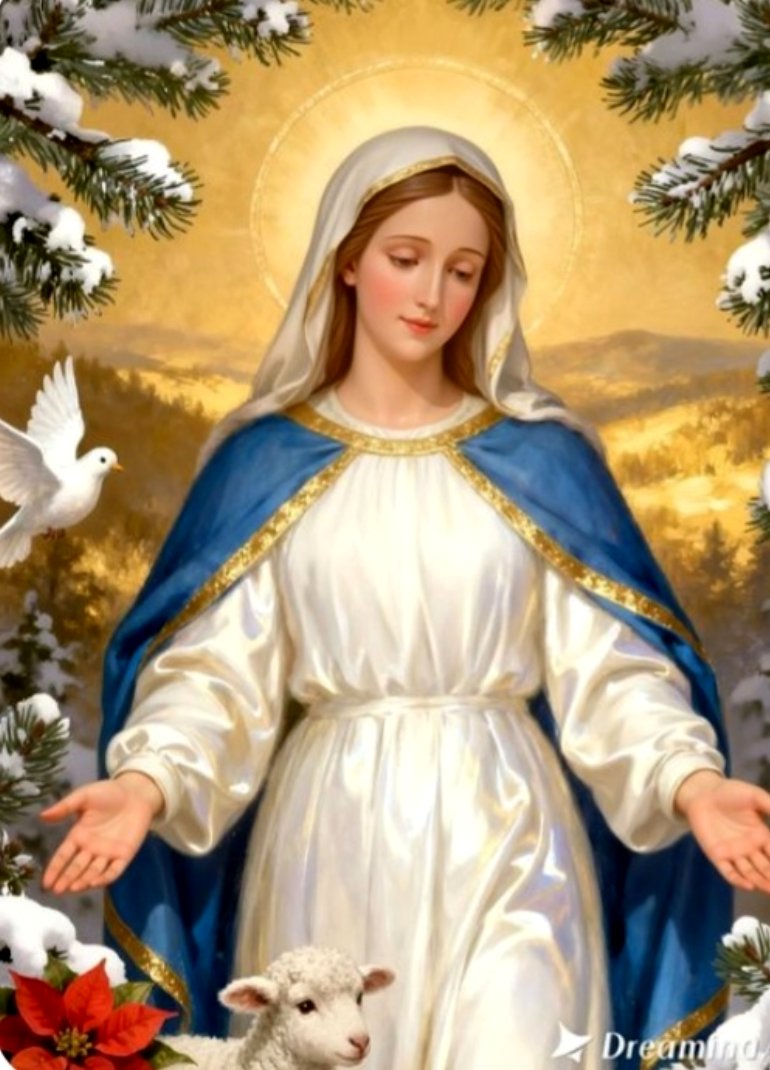 Vierge Marie sous la neige